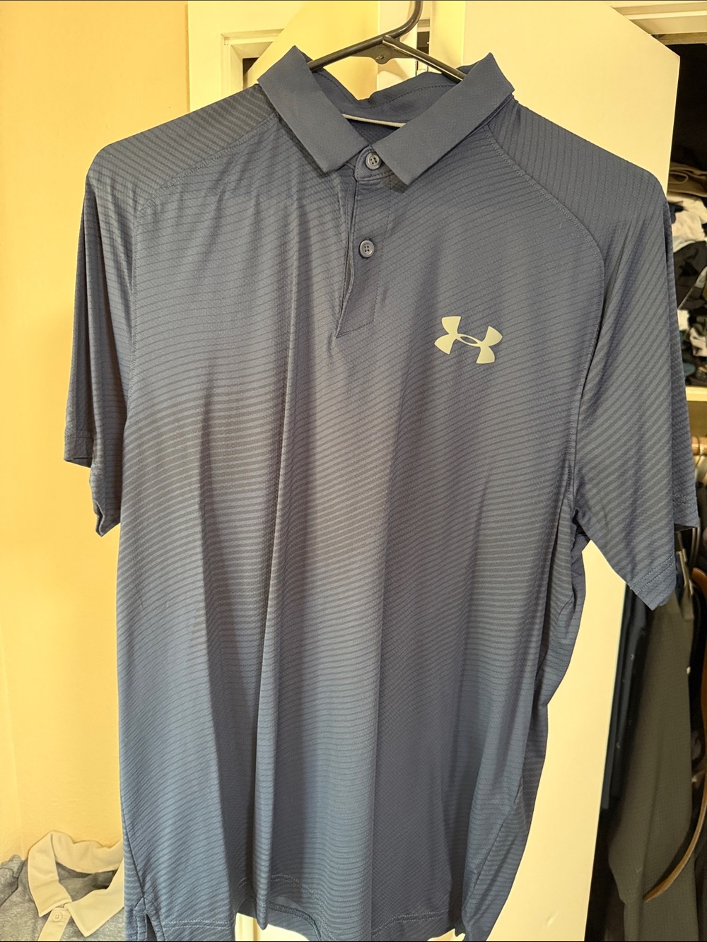 Under Armour Men's Golf Navy Blue Striped Performance Polo